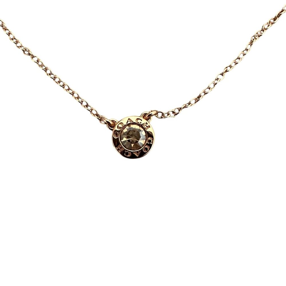 Coach Women's Open Circle Stone Necklace SV3 Gold Length 16"+2"